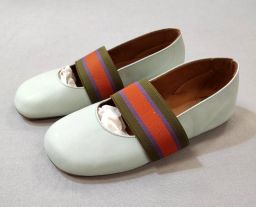 BALLERINE PELLE VERDE ACQUA PEPE NUOVE