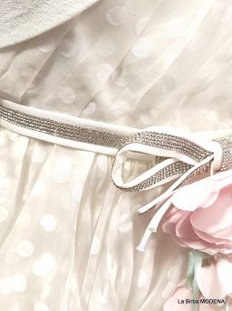 ABITO CERIMONIA  100% SETA + CINTURA SWAROVSKY + SCALDACUORE MONNALISA