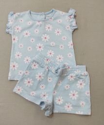 COMPLETO AZZURRO MARGHERITE MAGLIA M/C + SHORT PRENATAL