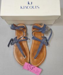 SANDALI PELLE BLU KJACQUES SAINT TROPEZ