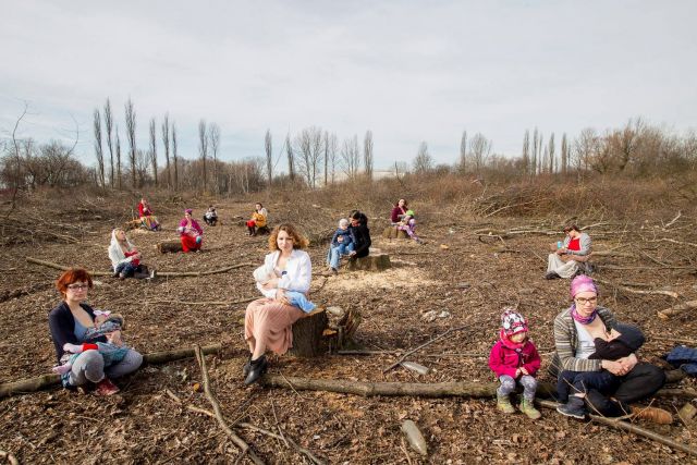 Le mamme polacche che allattano per difendere gli alberi